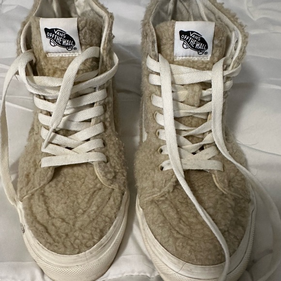 Vans Sk8 Hi Tapered Cozy Hug Desert Cream Fleece High-Top Sneakers - Picture 1 of 5